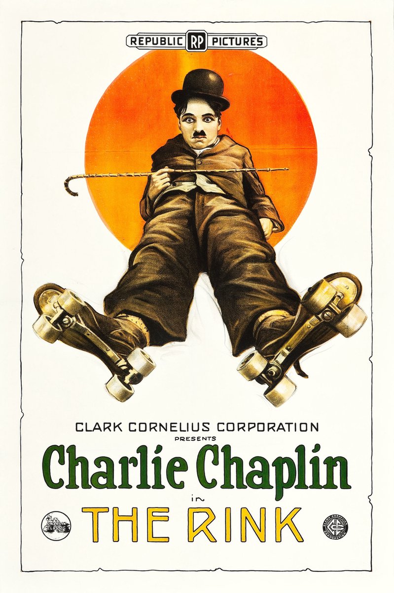 karo-art Poster -Charlie Chaplin - The Rink, 1916, Originele Filmposter, Premium Print, Professioneel Fotopapier Multikleur