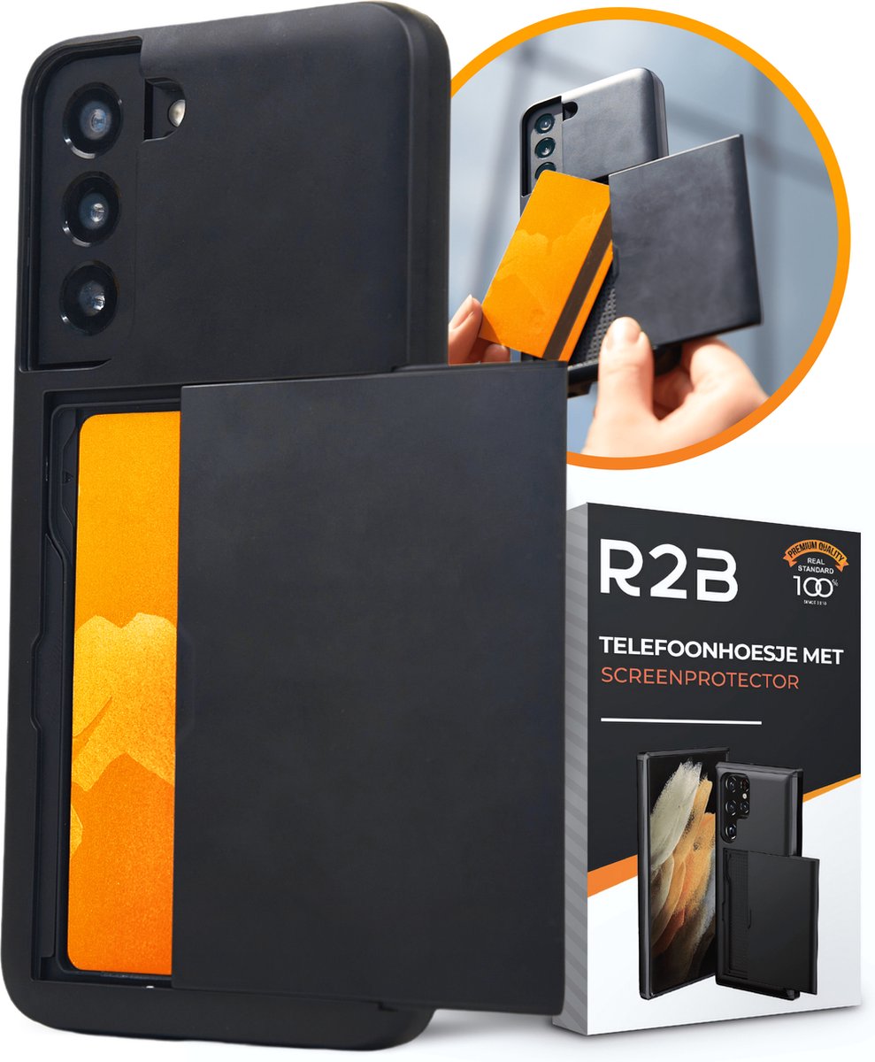 R2B® Hoesje met pasjeshouder geschikt voor Samsung Galaxy S24 - Inclusief screenprotector - Telefoonhoesje - Model Utrecht