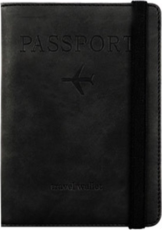 Porte-passeport RFID - Portefeuille de voyage - Porte-passeport et carte - Zwart