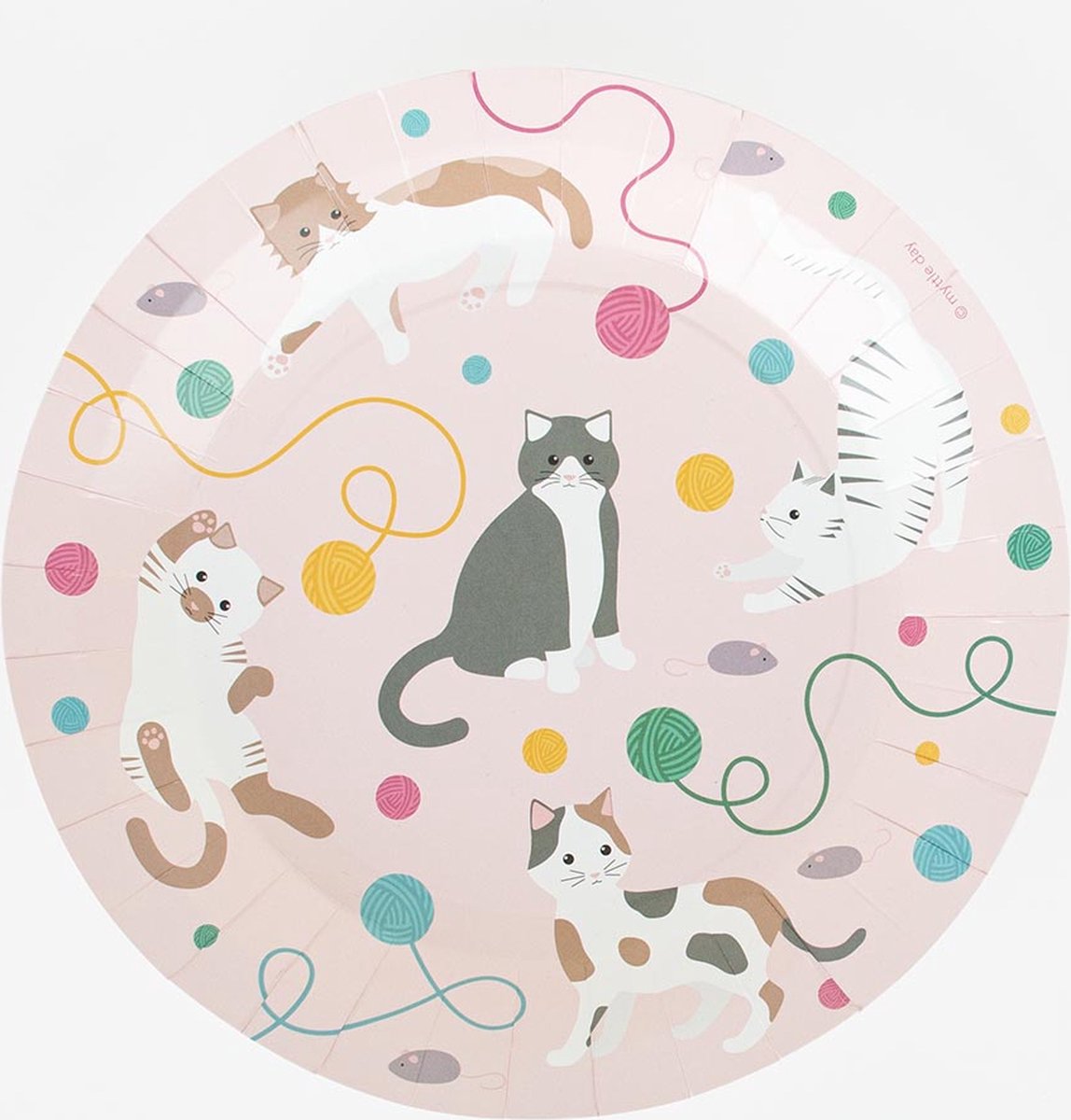 Papieren bordjes Kat - 8 stuks - 22 cm - themafeest - kinderfeest - poes - meow - bord - wegwerp