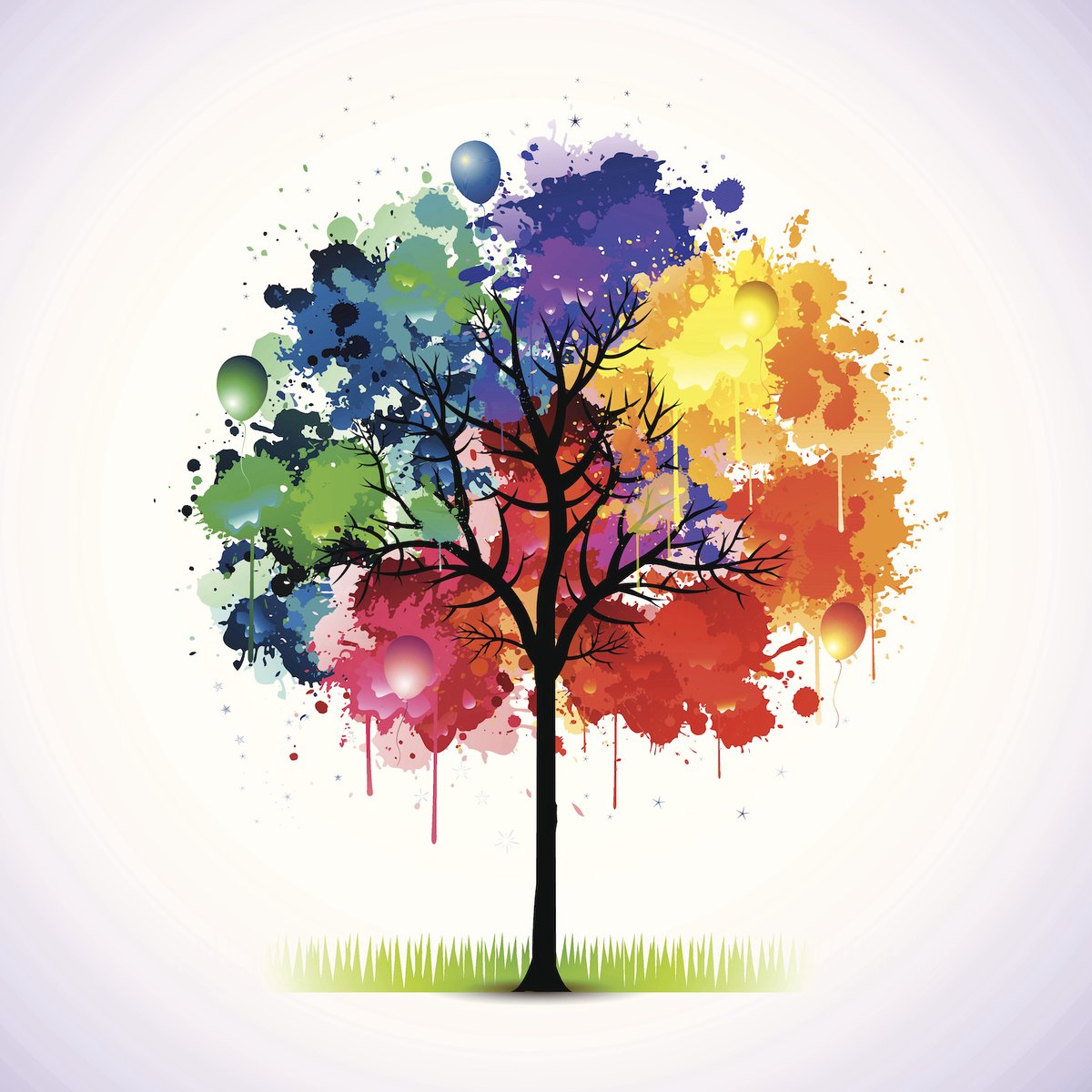 karo-art Schilderij - Gekleurde boom , Multikleur , 3 maten , Premium Print
