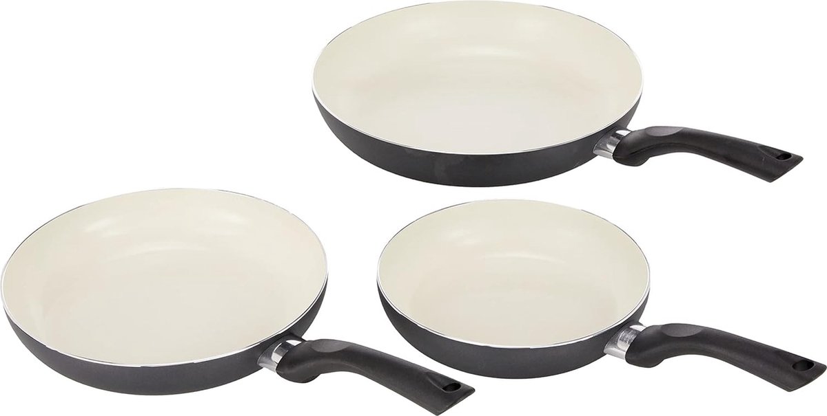 3-delige pannenset van aluminium met antiaanbaklaag - 20, 24 en 28 cm