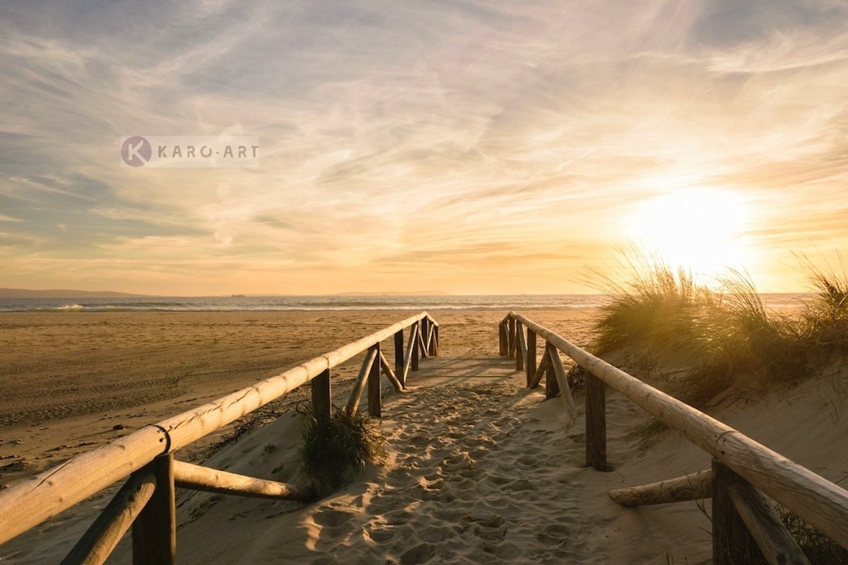 karo-art Schilderij - Pad naar de zee , Multikleur , 3 maten , Premium print