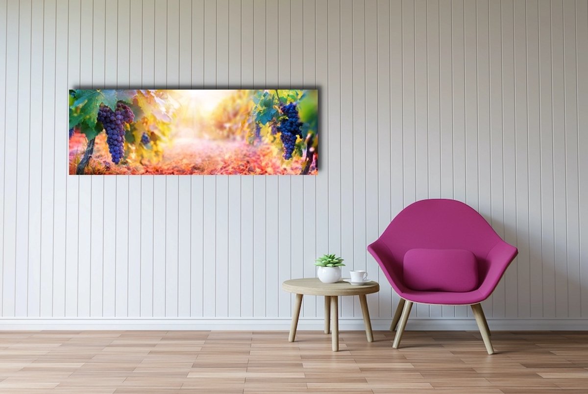karo-art Schilderij -Druiven aan wijnranken, Premium print (wanddecoratie) Multikleur