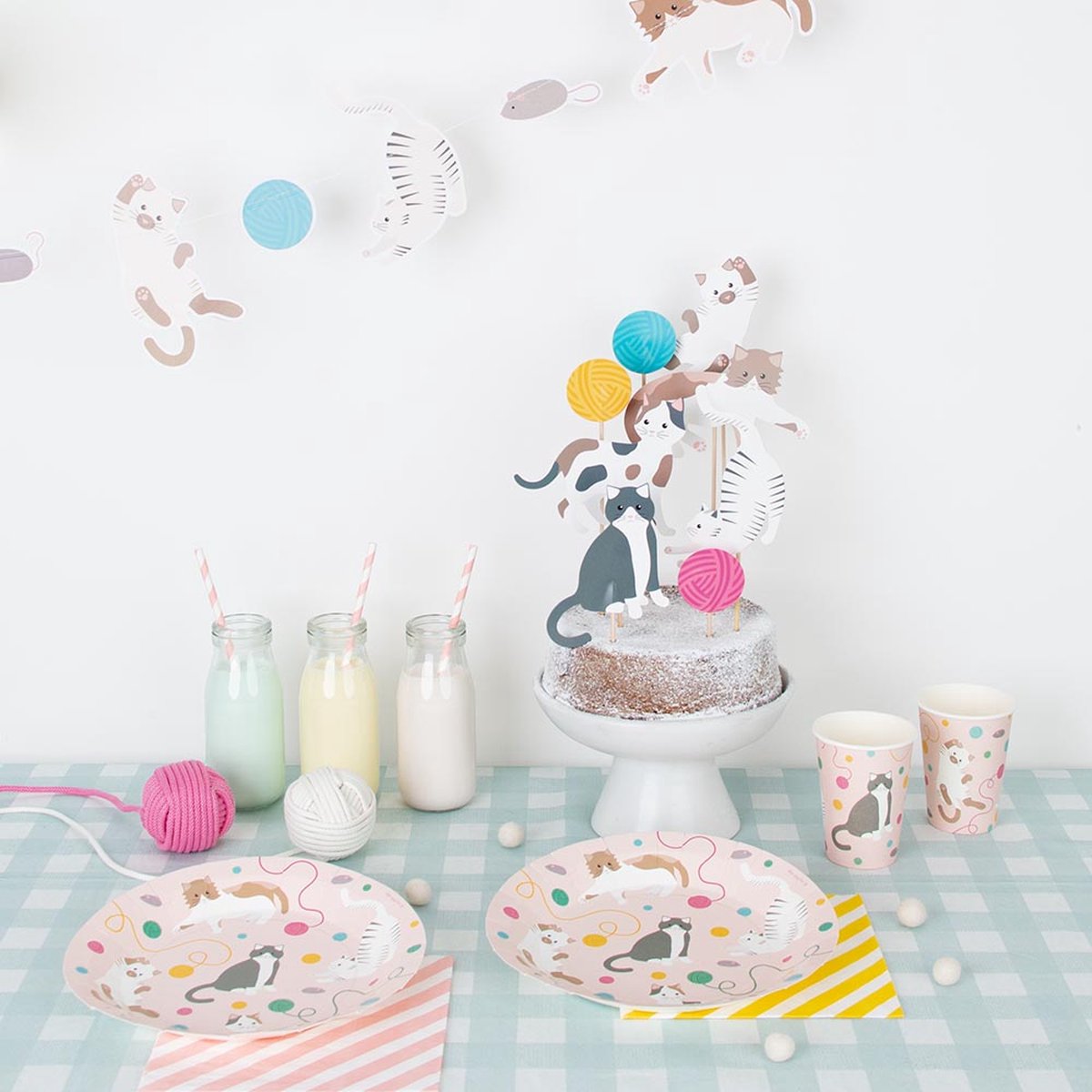 Papieren servetten Kat - 20 stuks - themafeest - kinderfeest - poes - meow - 16,5 x 16,5 centimeter