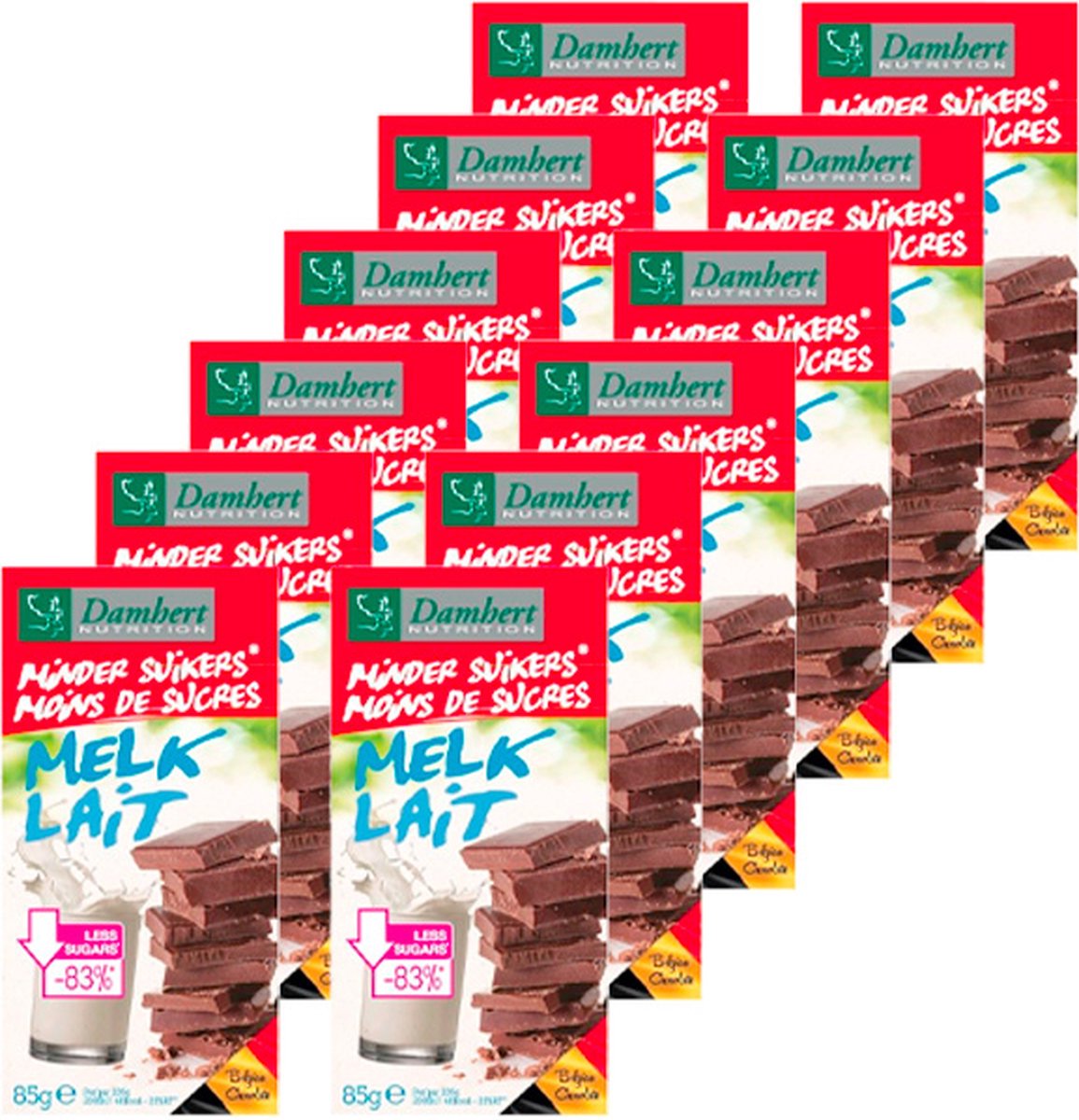 Goedkoopste Damhert | Minder Suikers | Chocoladetablet | Melk | 12 stuks | 12 x 85 gram