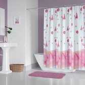 Casabueno Roze Douchegordijn 240x200 cm - Extra Breed - Badkamer Gordijn - Shower Curtain - Waterdicht - Sneldrogend en Anti Schimmel -Wasbaar en Duurzaam - Vlinder