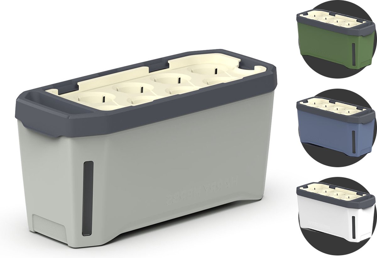 Gusta Garden - Harry Herbs - Slimme kruidenpot met bewateringssysteem - Lichtgrijs - Kruidenbak - Kweekbak - Plantenbak
