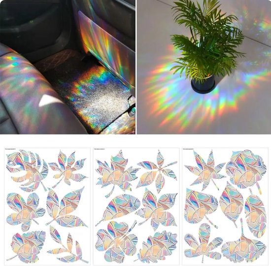 Raamstickers - 1 Velletje met ongeveer 6 stickers - Regenboog - Prisma - Holografisch Effect - Kleurrijk - Suncatcher - Mooi - Reflecterend Effect