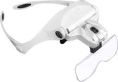 Loepbril met Led Verlichting - Vergrootglas Bril - Juweliersloep - Hoofdloep - Inclusief 5 Verschillende Lenzen