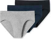 SCHIESSER 95/5 slip (3-pack) - heren supermini biologisch katoen grijs - blauw - zwart - Maat: L