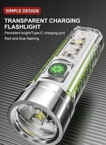 Zaklamp Mini Flashlight - Usb oplaadbaar - Led zaklamp - Led mini sleutelhanger - Met magneet - Glow in the dark - Kampeerverlichting.