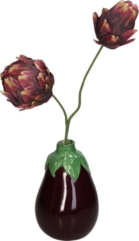 HD Collection Vaas Eggplant - Keramiek - Paars - 12 x 17 x 12 cm (BxHxD)