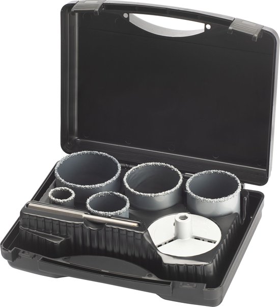 IRWIN Set de scies cloche TCT 5PCS pour pierre en coffret, 33, 53, 68 , 73 et 83mm. Profondeur 83mm. Comprend un adaptateur