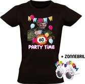 Party time 60 jaar Dames T-shirt + Happy birthday bril - feest - verjaardag - jarig - 60e verjaardag - grappig