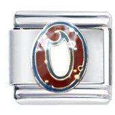 Quiges - Schakel - Bedel - 9mm - charms - Kleurrijk - Number 0 - Geschikt voor - Nomination- armband - Schakelarmband - italy bedels armband