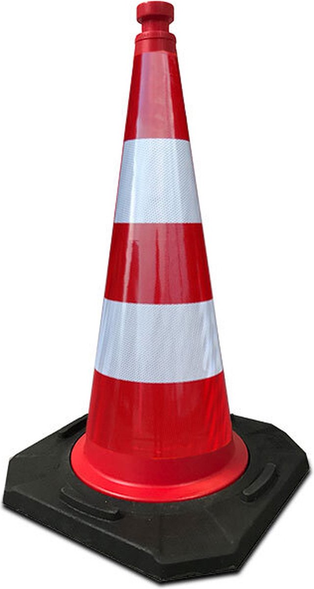 Verkeerskegel 75 cm PVC met zware voet en klasse 3 reflectie | Oranje - Wit | Pion - Pylon - Kegel - Pilonnen - Pionnen | Elastisch PVC | Veiligheid - Verkeer - Afzetten | De Veiligheids-winkel