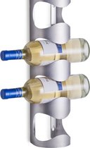 Zeller Wijnrek - zilverkleurig - muurrek - voor 4 flessen - 45 cm - rek voor wijnflessen