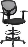 Ergonomische extra hoge bureaustoel met in hoogte verstelbare voetsteun – Kassa stoel – zwart – Zithoogte 55 – 75 cm