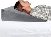 Wigkussen voor bed, matraswig matrasverhoging voor Reflux & Gerds - vaste rugsteun van vormstabiel traagschuim, leeskussen met overtrek wasbaar (donkergrijs)
