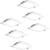 HOFTRONIC - Pack de 6 spots encastrables Virginia - 18W - 1820 lumen - Extra plat - Blanc lumière du jour 6500K - Wit - Carré - 220x220cm