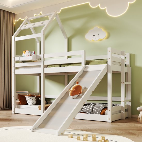 Cabane dans les arbres pour lit d'enfant avec toboggan et échelle 90 x 200  cm, lit... | bol