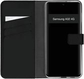 Hoesje Met Pasjeshouder voor Samsung A32 (4G) - Echt Lederen Bookcase - Zwart (Let Op - 4G Variant / Maat)