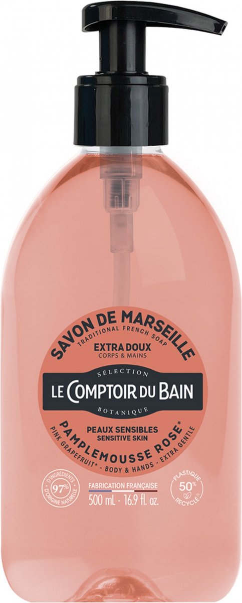 Le Comptoir du Bain Pamplemousse Rose Marseille Zeep 500 ml
