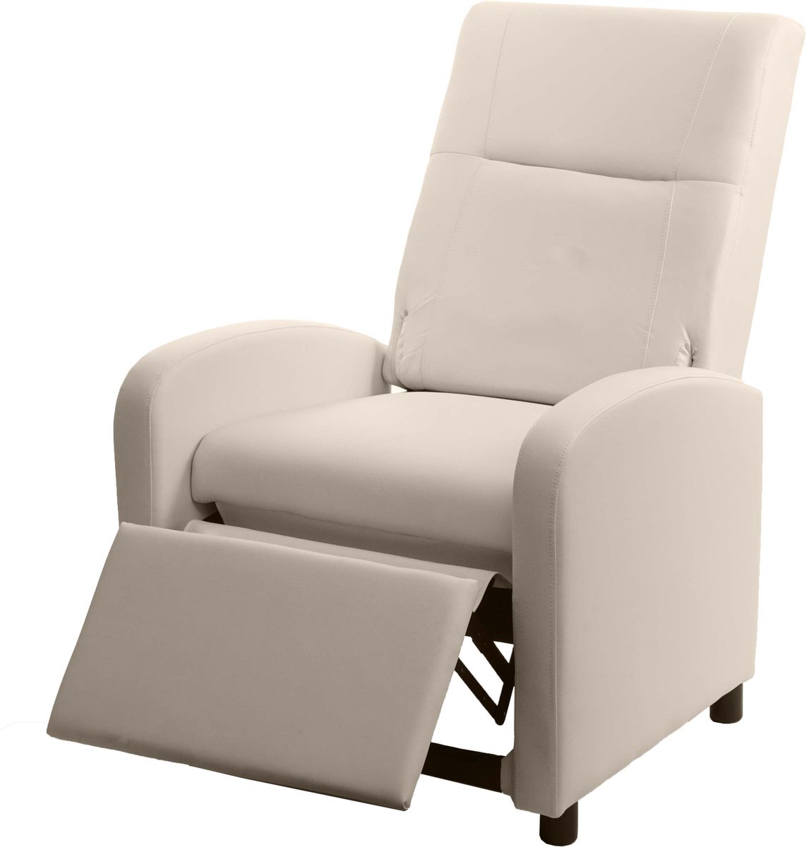 Cosmo Casa TV-Stoel - Relaxfauteuil Ligstoel- Kunstlederen klapstoel 99x70x75cm - Crème Beige
