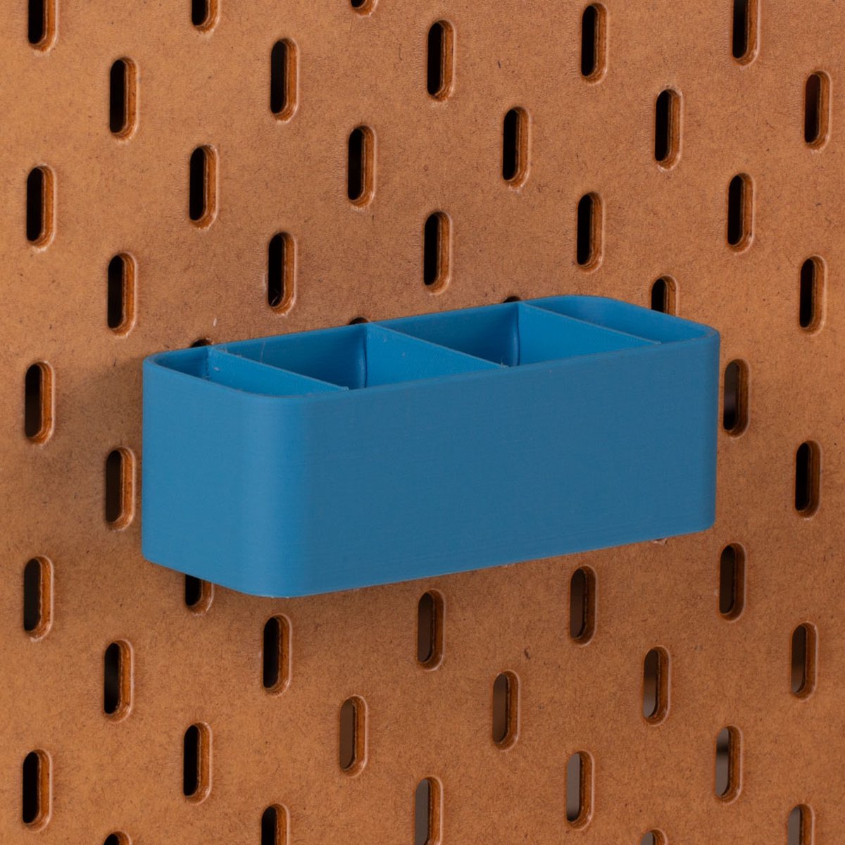 Standaard bakje voor Ikea Skadis pegboard 12x5x4 cm - Blauw - Met tussenschotjes - Opberger