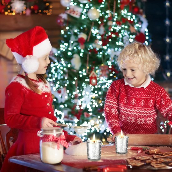 LALAGO Set van 6 theelichthouders van gevlekt glas, theelichthouders voor theelichtjes, kerstdecoratie, tafeldecoratie bruiloft (roségoud