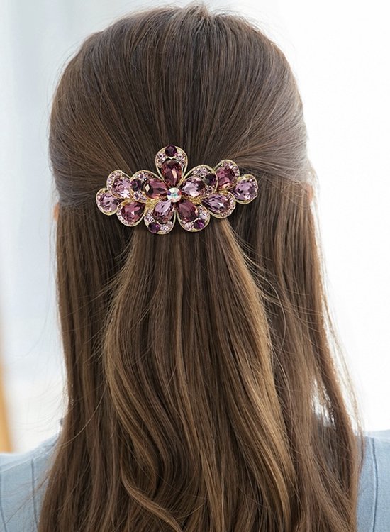 Haarklem | Haarklemmen Dames | Haarspeld | Groot | Haarspelden | Haarsieraad | Haarclip | Haar accessoires | Bloem | Roze | 9 cm x 4 cm | Cadeau Tip | Sinterklaas - KERST