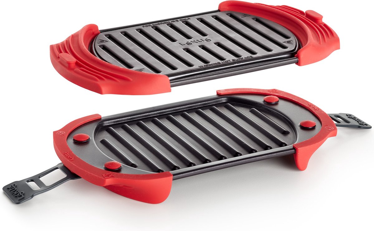 Lekue Grillplaat voor magnetron - Anti-aanbaklaag - Zwart en rood
