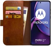 Rosso Element Book Case Wallet Hoesje Geschikt voor Motorola Moto G84 | Portemonnee | 3 Pasjes | Magneetsluiting | Stand Functie | Bruin