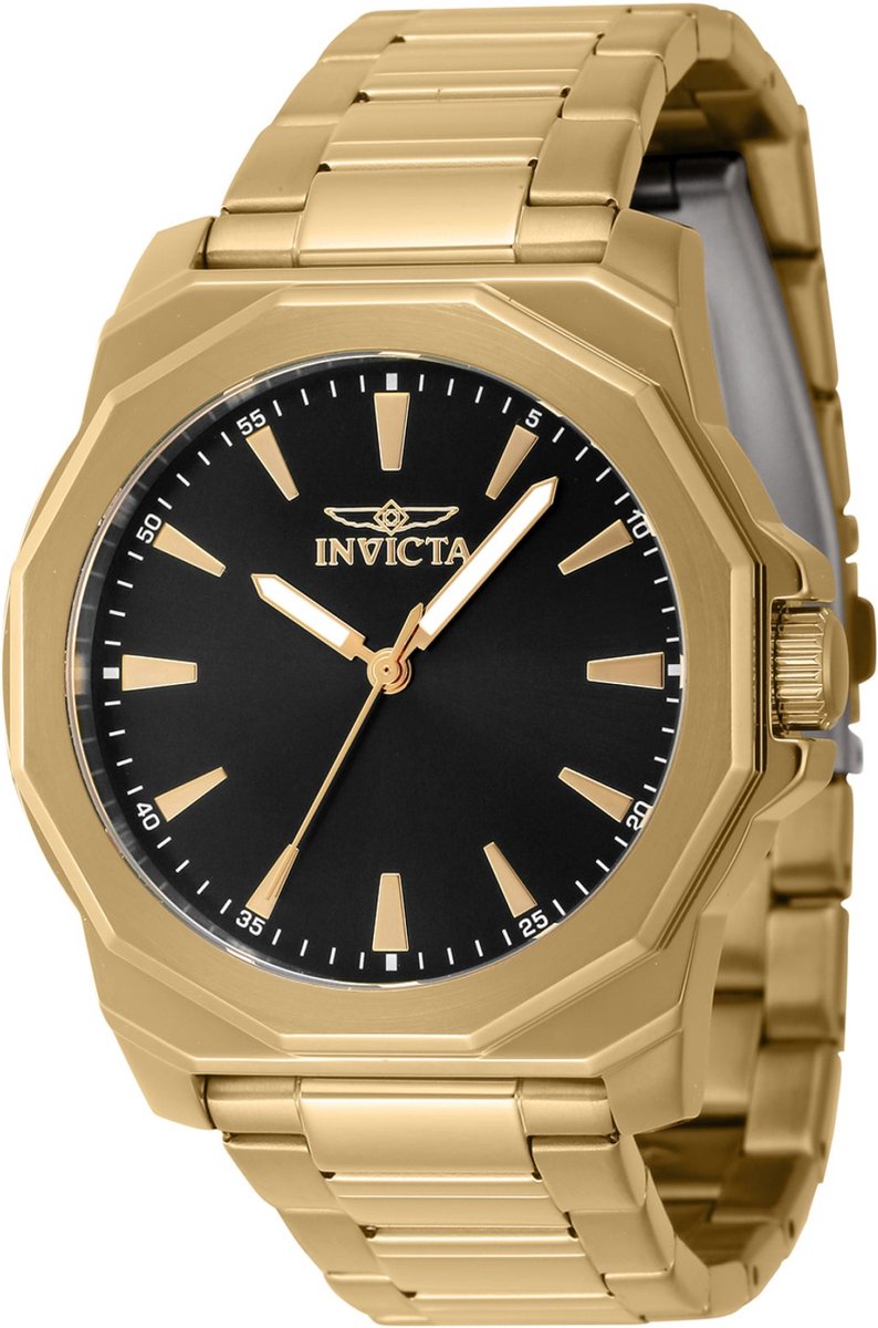 Invicta Speedway 46839 Heren Horloge - Waterdicht - Analoog - Quartz Uurwerk - Roestvrij Staal met zwarte Wijzerplaat - 42mm