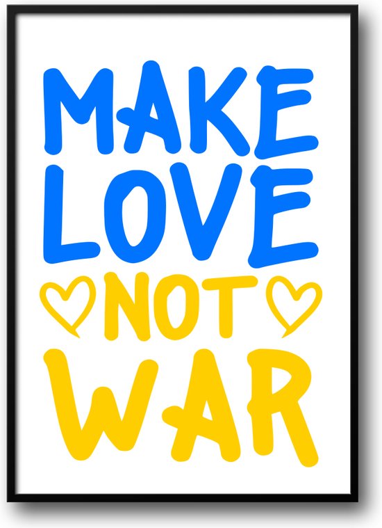 Make love not war peace fotolijst met glas 40 x 50 cm - Prachtige kwaliteit - woonkamer - Harde lijst - Glazen plaat - inclusief ophangsysteem - Grappige Poster - Foto op hoge kwaliteit uitgeprint