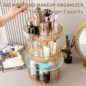 360° draaibare cosmetische organizer 3 niveaus make-up organizer badkamer make-up organizer opbergdoos desktop voor slaapkamer borstel lippenstift huidverzorging organizer goud