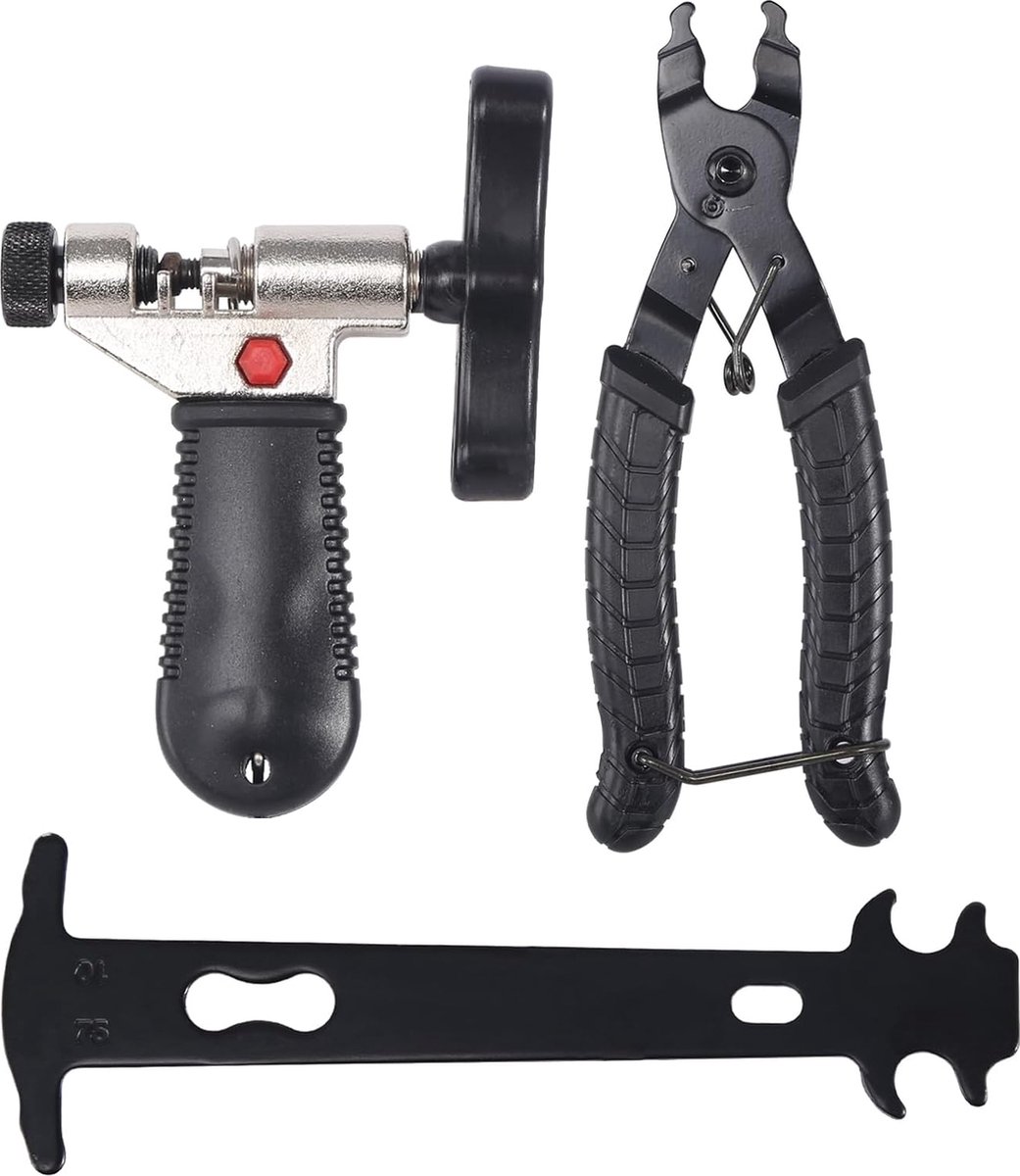fietsgereedschapset, kettingslottang, kettingverwijderaar, fietskettingklinkgereedschap, fietskettinggereedschap, fietskettingmeetinstrument voor fietsreparatie, fietskettingreparatieset