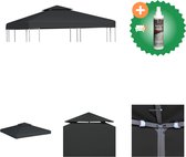 vidaXL Vervangend tentdoek prieel 310 g/m² 3x3 m donkergrijs Partytent Inclusief Reiniger