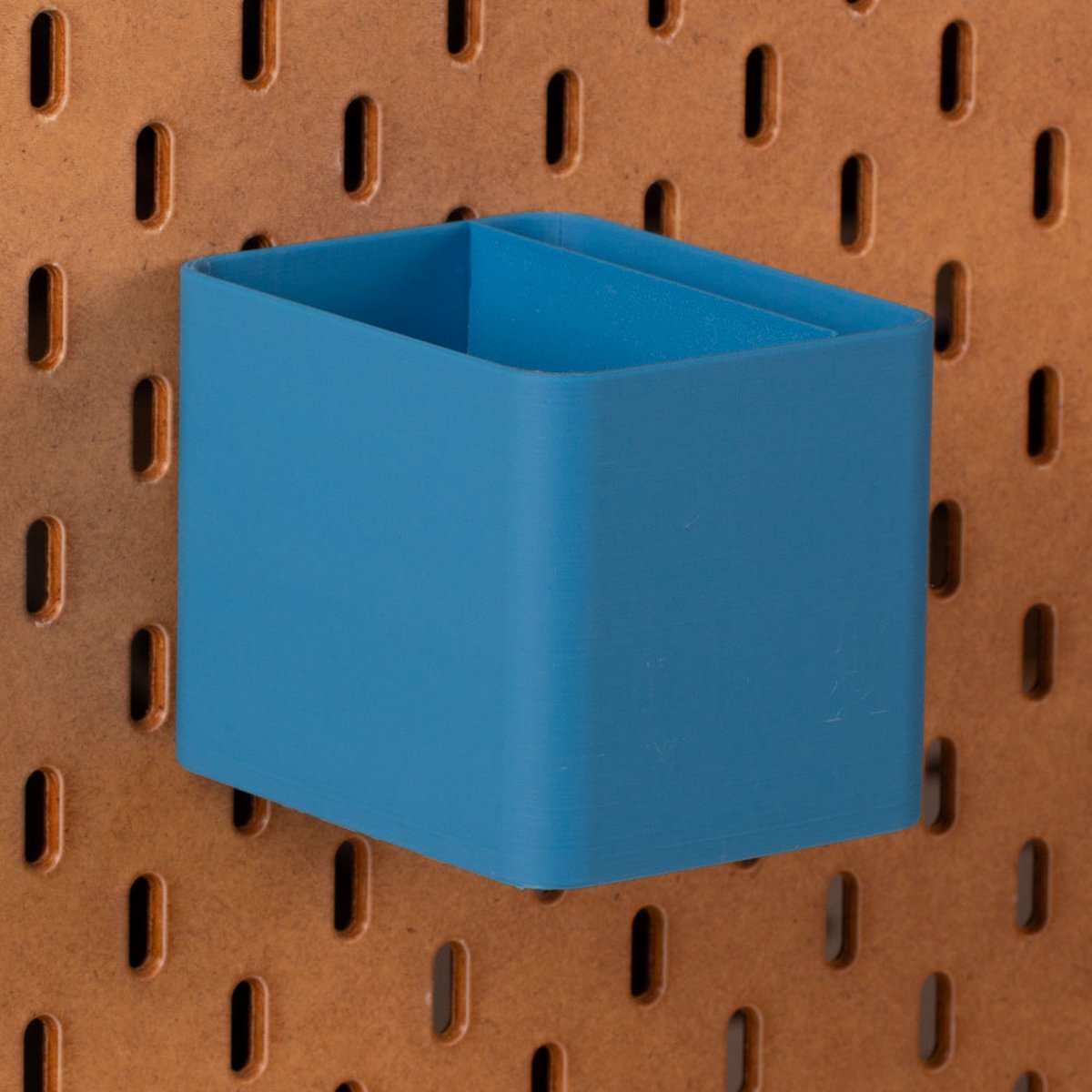 Standaard bakje voor Ikea Skadis pegboard 8x10x8 cm - Blauw - Met tussenschotjes - Opberger