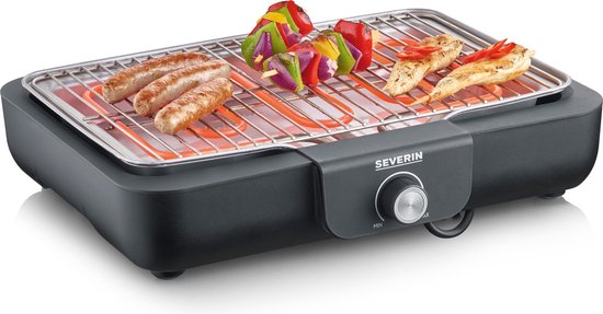 Severin PG 8554 - Electrische Tafel BBQ Grill - 2300 W - 230 °C - Grillrooster - Zwart Roestvrijstaal