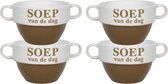 Soepkommen - 4x - Soep van de dag - keramiek - D12 x H8 cm - Cappuccino bruin - Stapelbaar