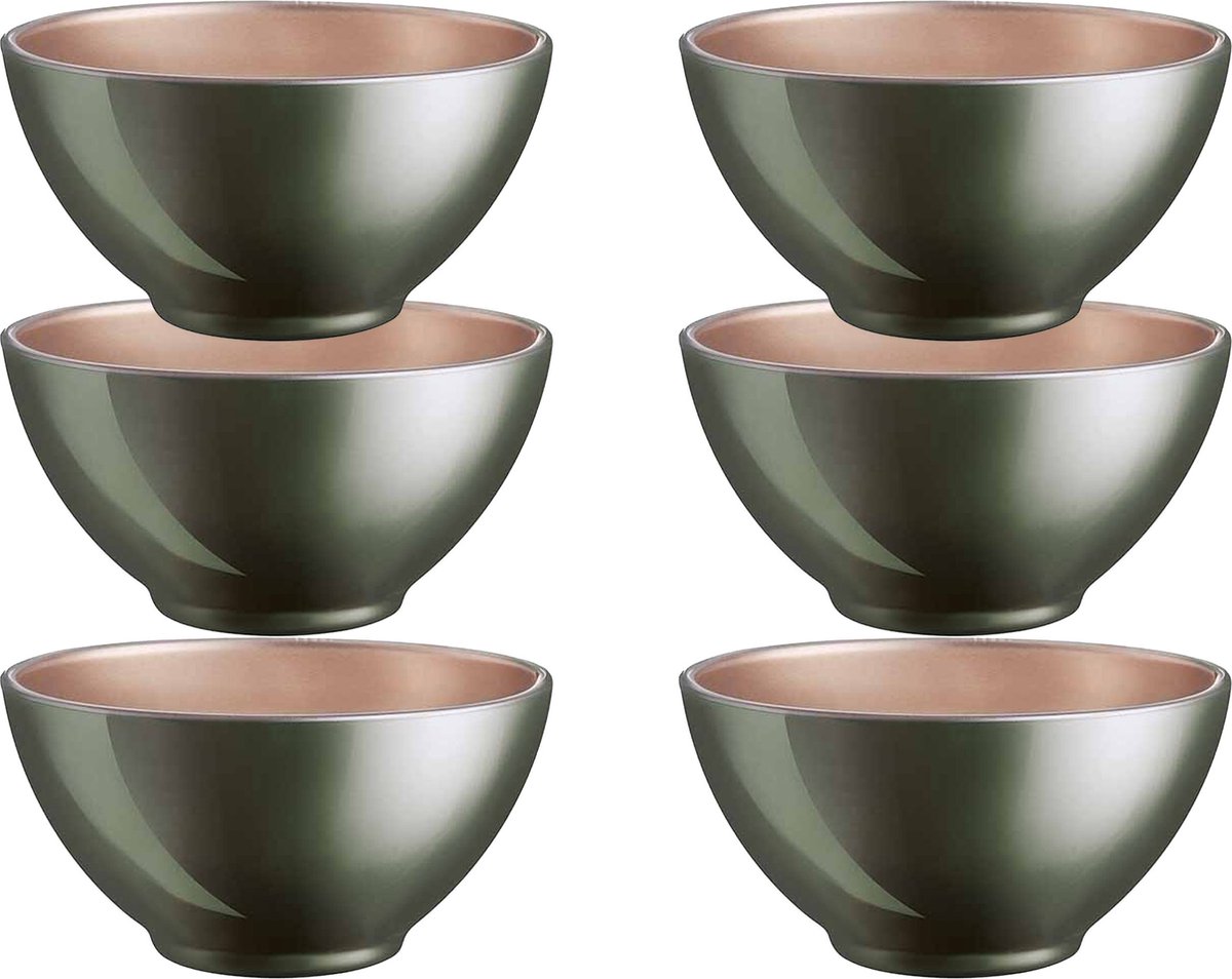 Luminarc Kommetjes soepkommen schaaltjes voor dessert ontbijt 6x Glas D13 x 6 cm donkergroen