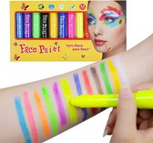 Stylos de peinture pour le visage- Set de Crayons de Maquillage -12 pièces couleurs-fluorescent- Glow dans le noir-carnaval
