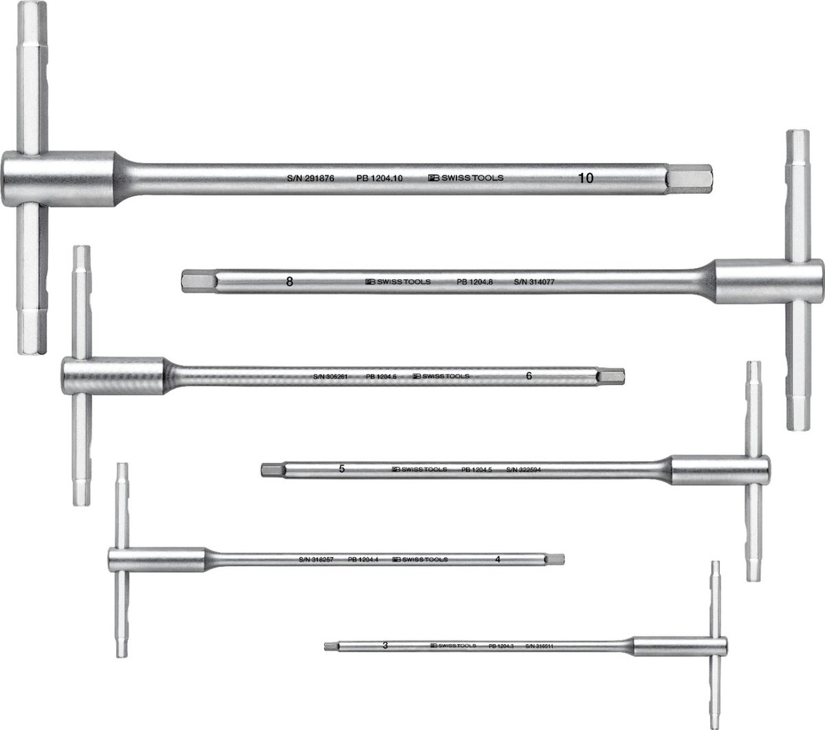 PB T-inbussleutels met schuifgreep, set van 6 stuks 3-10mm Actie
