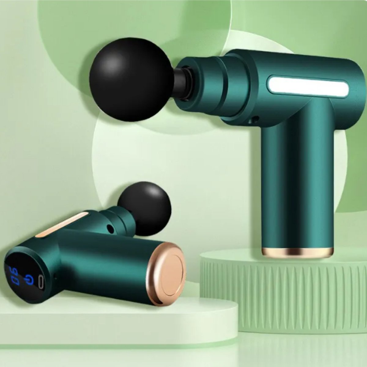 Afbeelding 2 van Fascia Massage Gun – Draadloos Massage Pistool – Diverse Opzetstukken – Mini – Lichtgewicht - Spier Ontspanning – Professioneel Massage Apparatuur – Verlichting van Pijn en Ongemak – Gericht op Nek en Cervicale Wervelkolom
