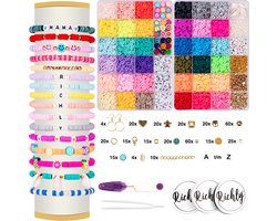 RICHLY® XXL Katsuki Kralen Set - inclusief E-BOOK - sieraden armbandjes maken meisjes & dames - Katsuki Kralen - Smiley Kralen - Bedels - Letterkralen - Sieraden Maken - Armbandjes Maken - Kralendoos - Platte Kralen