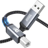 Câble AdroitGoods USB-A vers USB-B - Câble d'imprimante - 3 mètres - Grijs