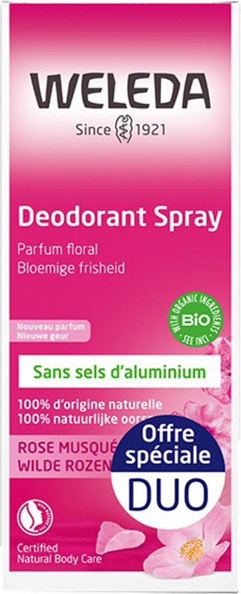 Weleda Rozenbottel Deodorant Spray 2 x 100 ml Verpakking