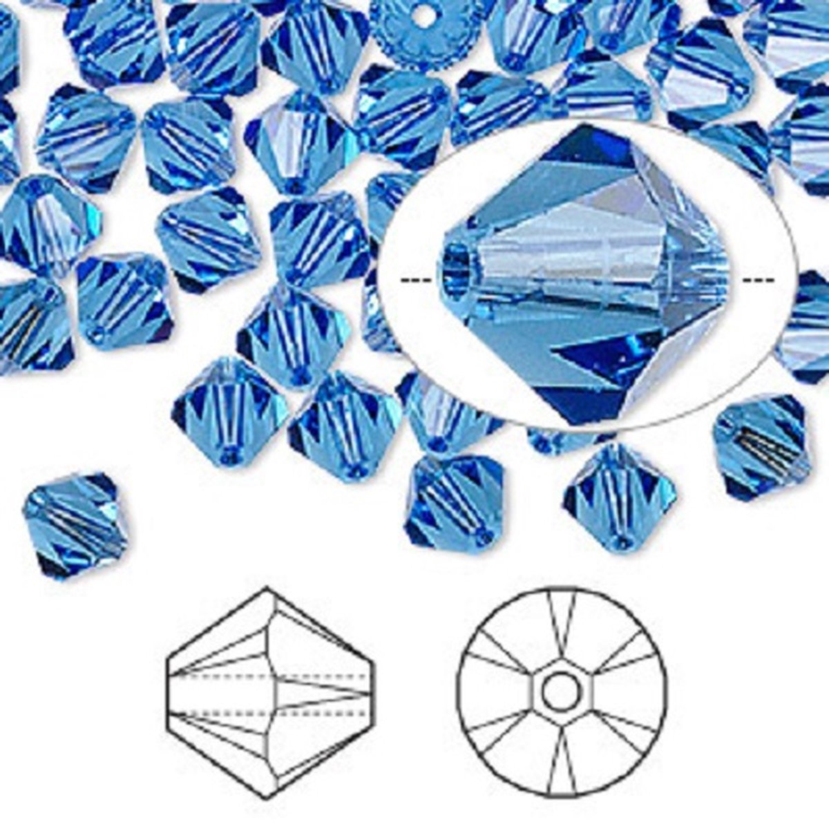 Swarovski Elements, 36 stuks Xilion Bicone kralen (5328), 6mm, sapphire